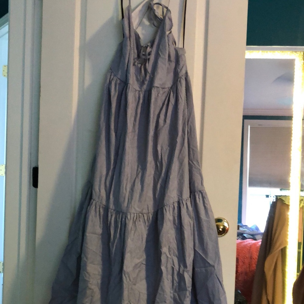 Striped Halter Maxi Dress